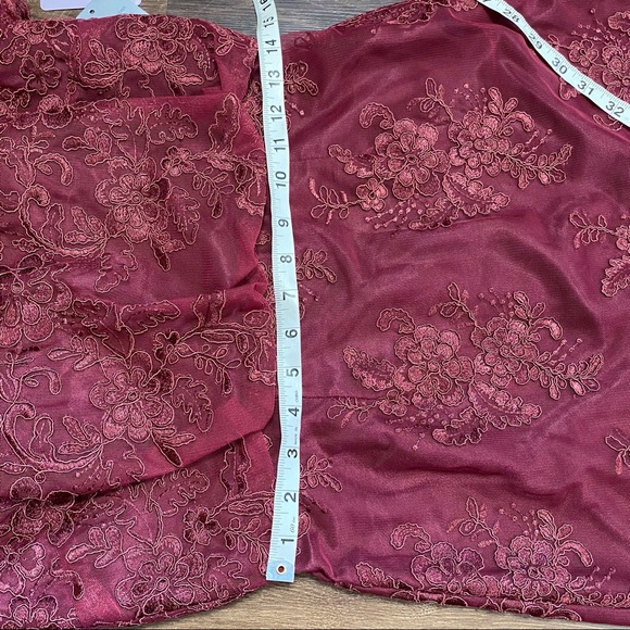 JS Collections maroon lace cocktail dress 4 - Picture 10 of 11